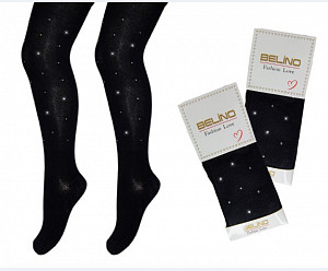 Колготки черные со стразами для девочки  BELINO